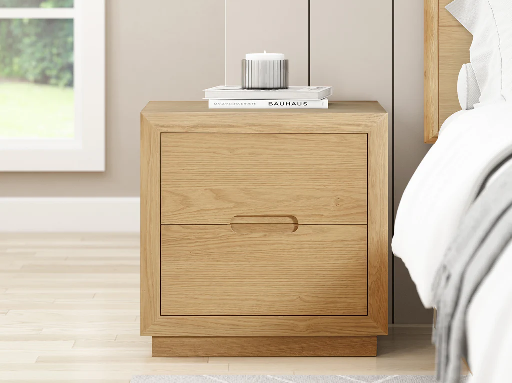 Melody Bedside Table 2 Drawer - Light Oak