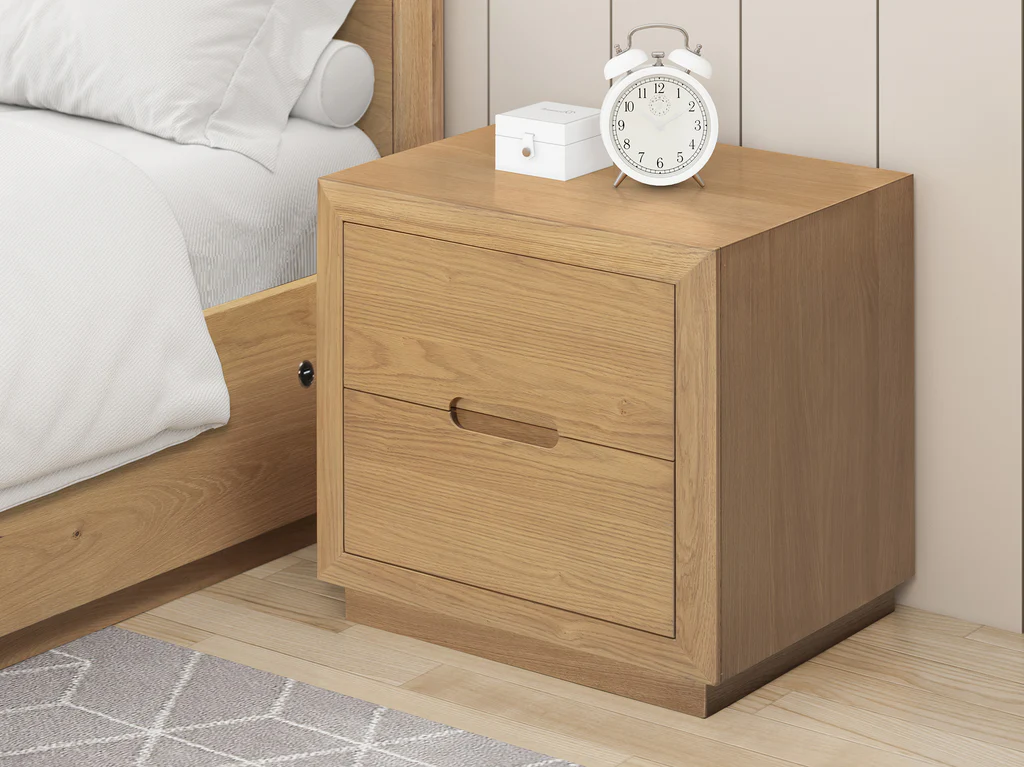 Melody Bedside Table 2 Drawer - Light Oak