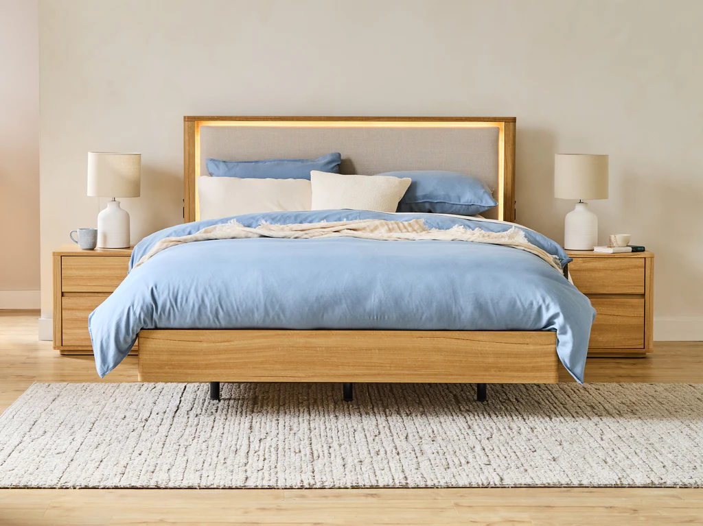 Balmain Bed Frame with Floating Base & Tech Pack - Queen / Natural
