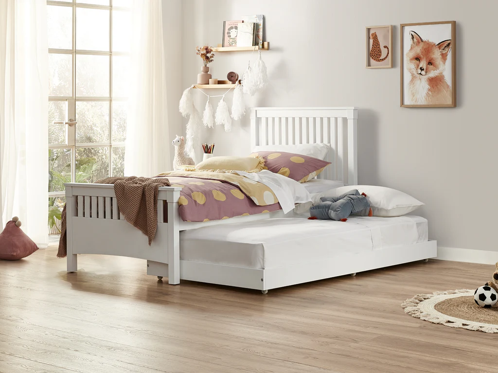 Durham Open Post Bed Frame With Trundle - Single / White