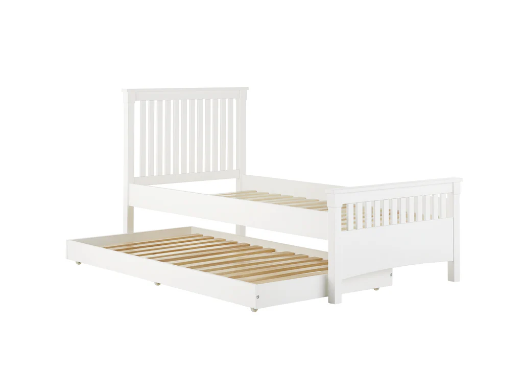 Durham Open Post Bed Frame With Trundle - Single / White