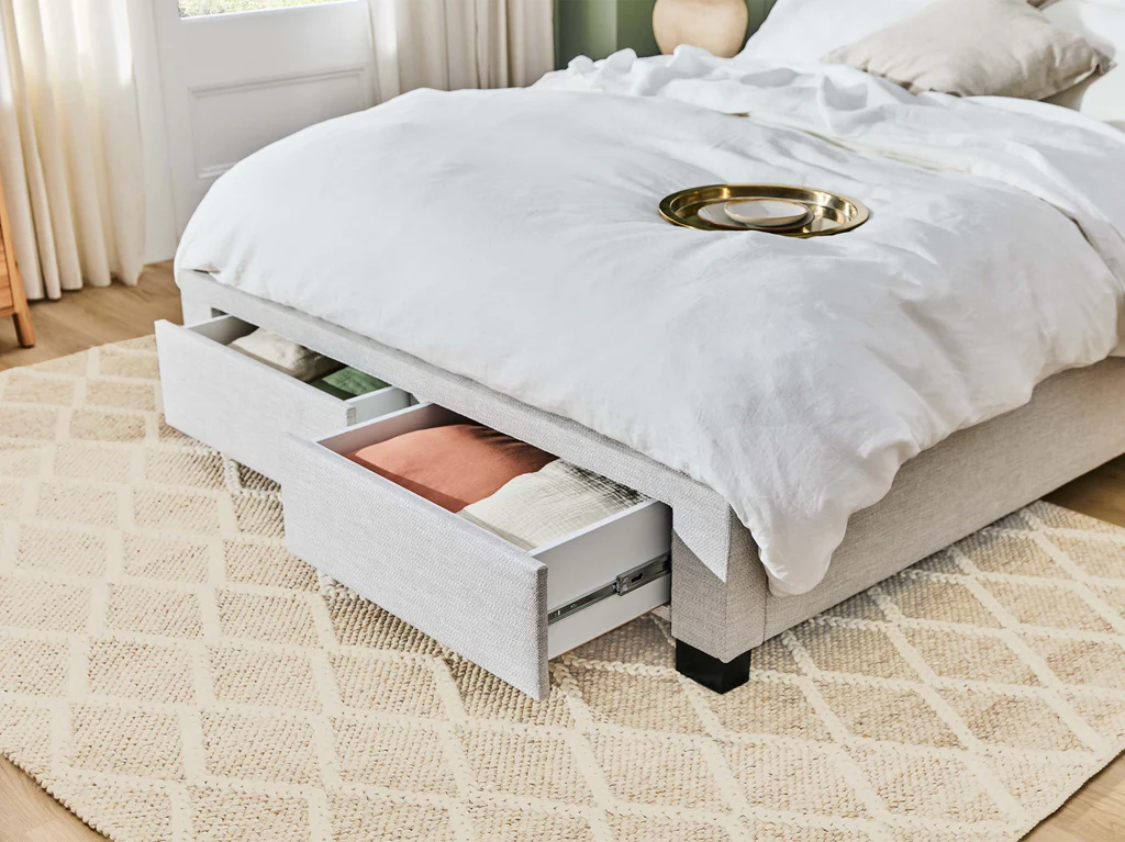 My Style Framed Headboard with Standard 2 Drawer Base - Single / Emir Alabaster