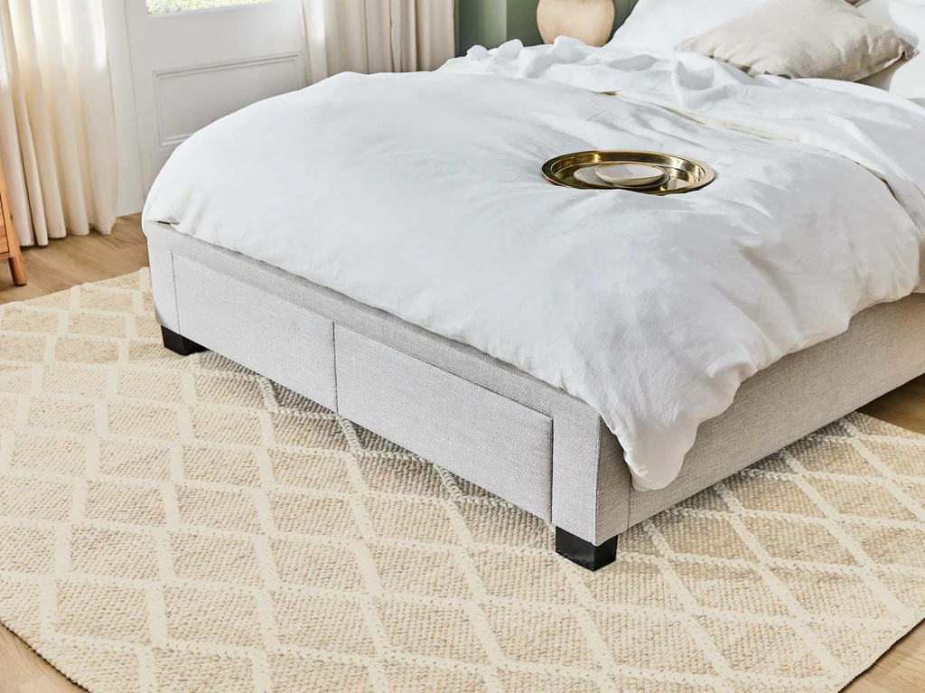 My Style Framed Headboard with Standard 2 Drawer Base - Single / Emir Alabaster