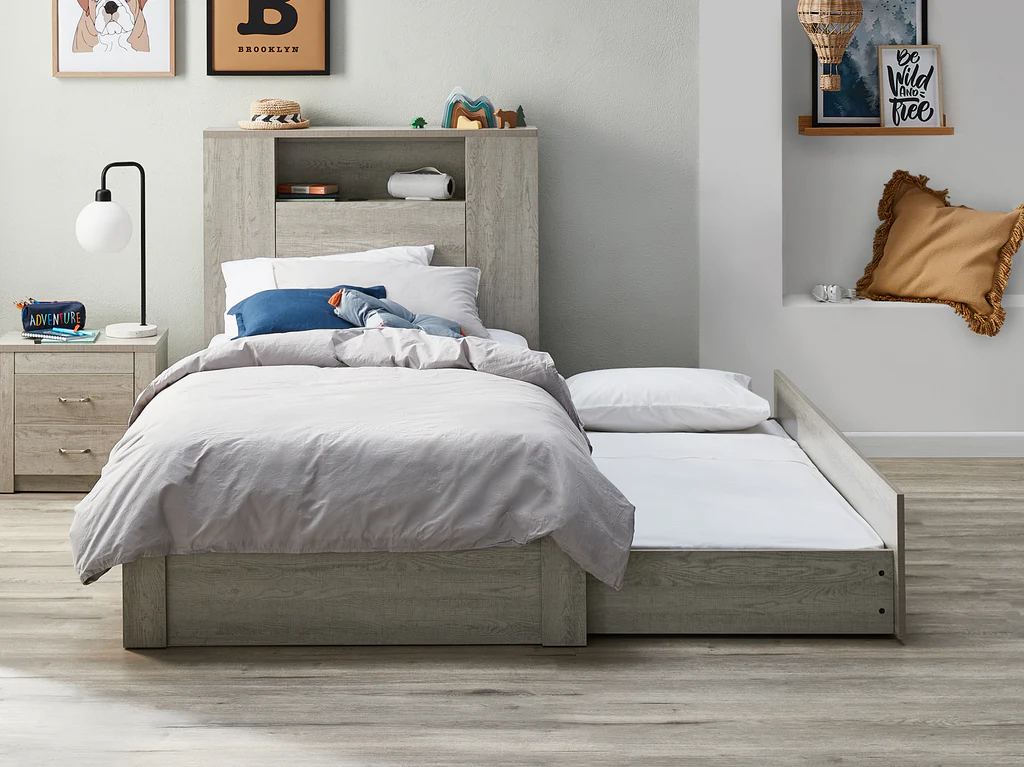Empire Bed Frame with Trundle Base - King Single / Ash