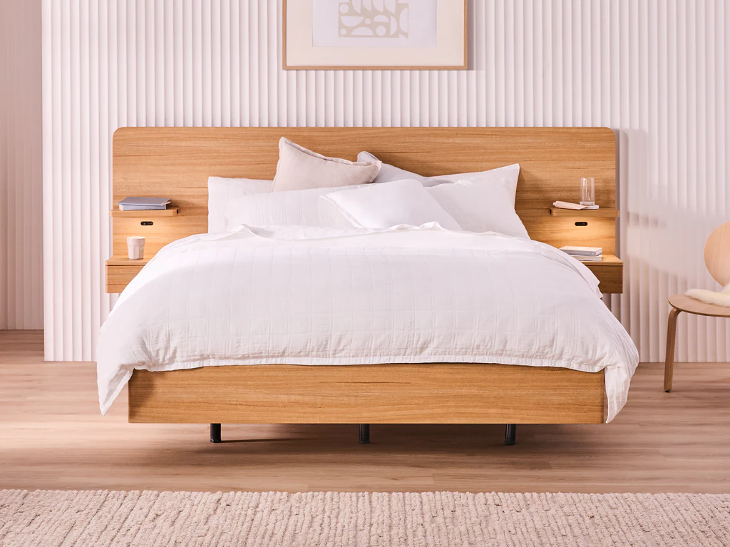 Jervis Extended Bed Frame with Floating Base & Bedsides - Queen / Natural