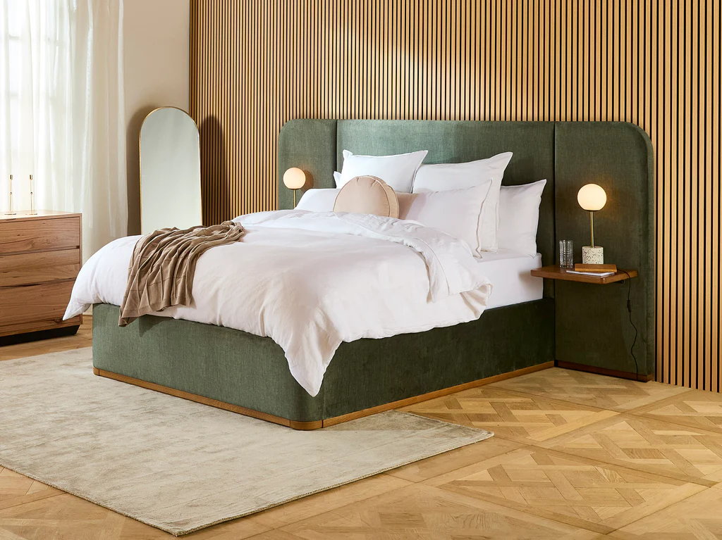 Bellagio Bed Frame With Shelves - Double / Akoya Fern