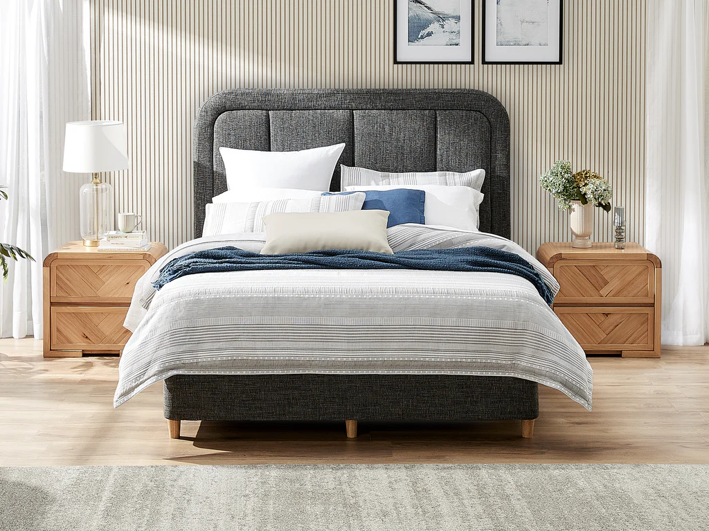 Slumberland Curved Panel Headboard Standard Base - Single / Charcoal