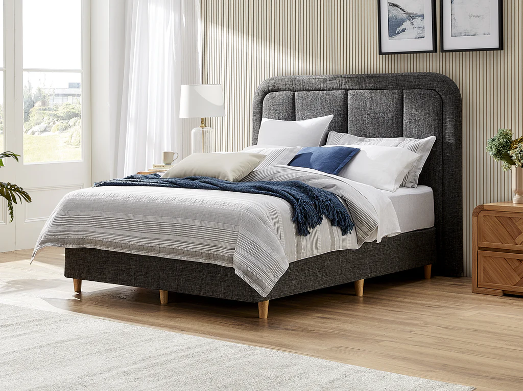 Slumberland Curved Panel Headboard Standard Base - Single / Charcoal