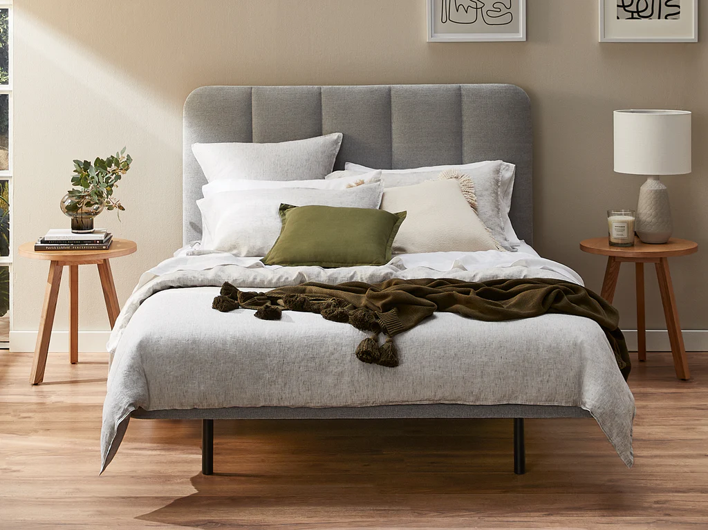 Carson Pleated Bed Frame - Double / Steel Grey