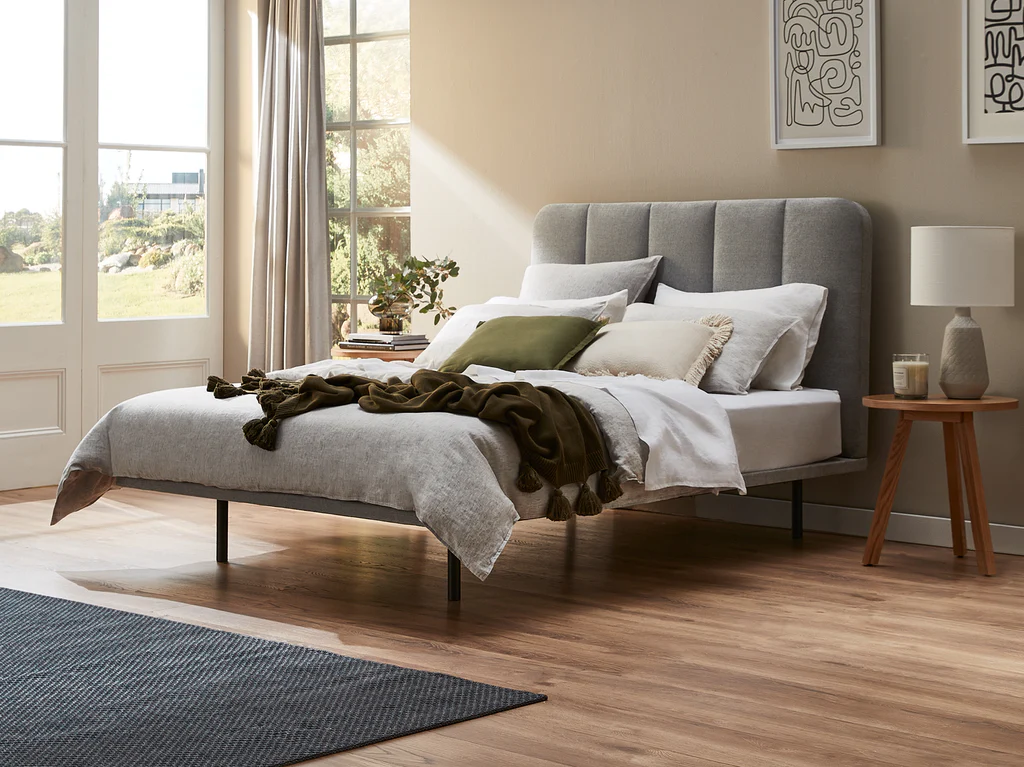 Carson Pleated Bed Frame - Double / Steel Grey