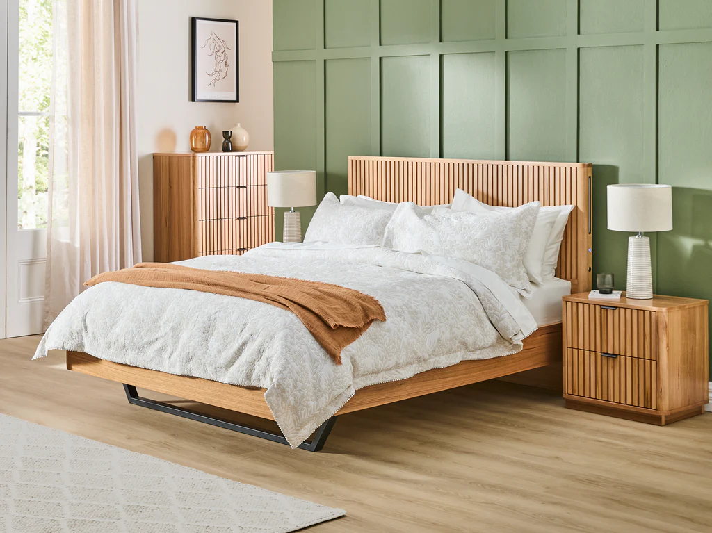 Kallista Bed Frame with Floating base - King Single / Natural