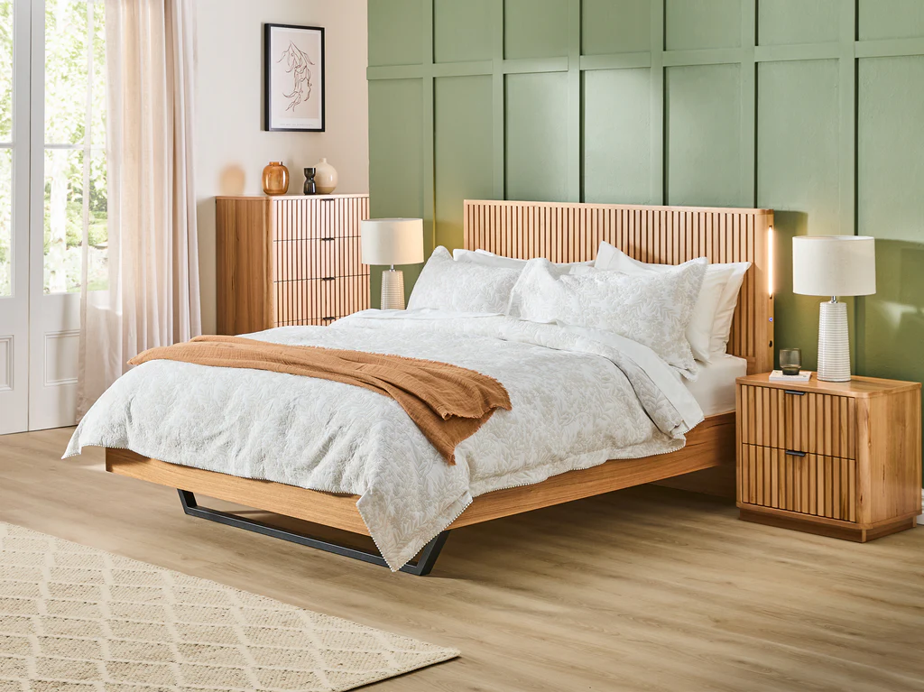 Kallista Bed Frame with Floating base - King Single / Natural