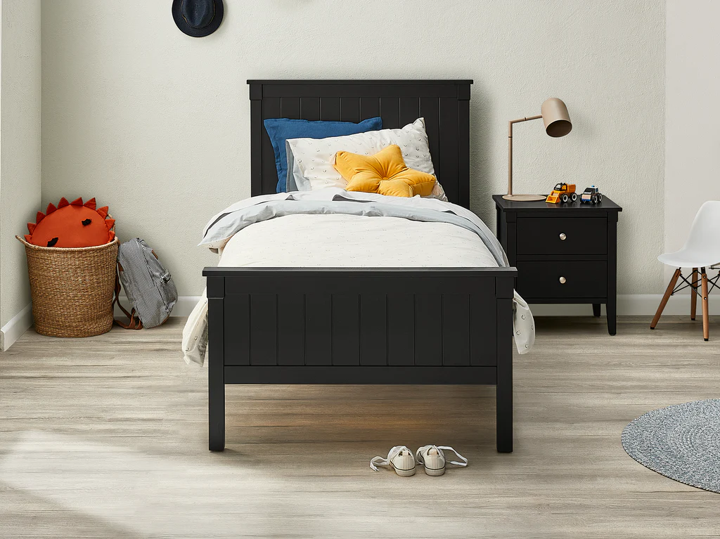 Durham Full Panel Bed Frame - Single / Black