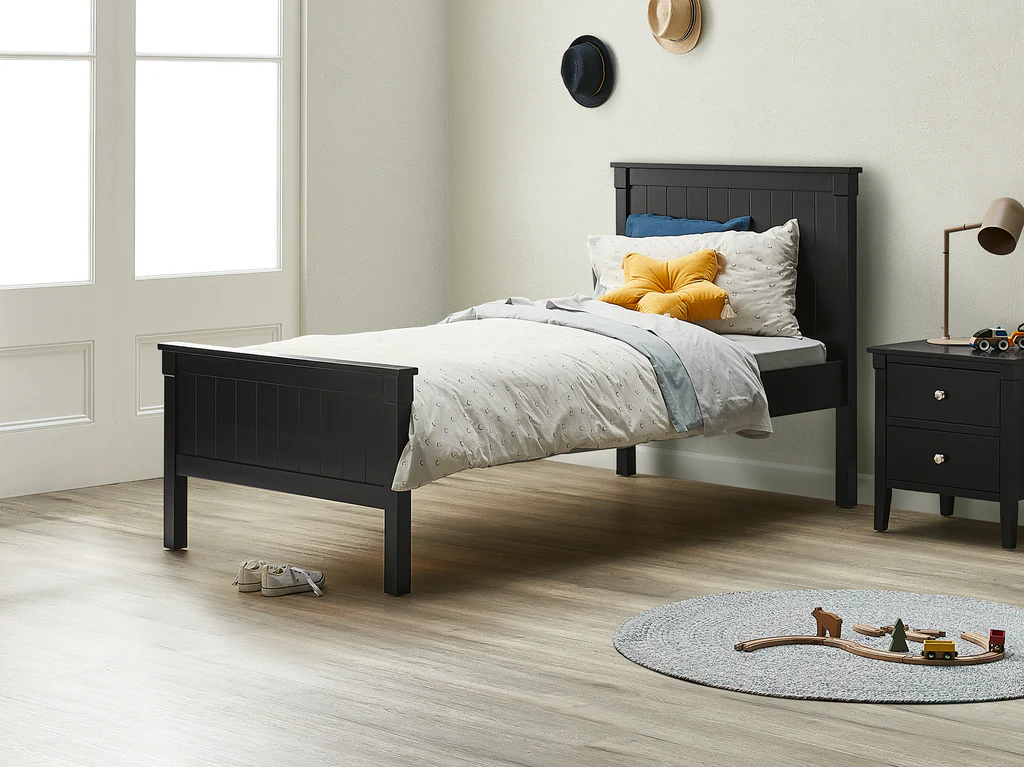 Durham Full Panel Bed Frame - Single / Black